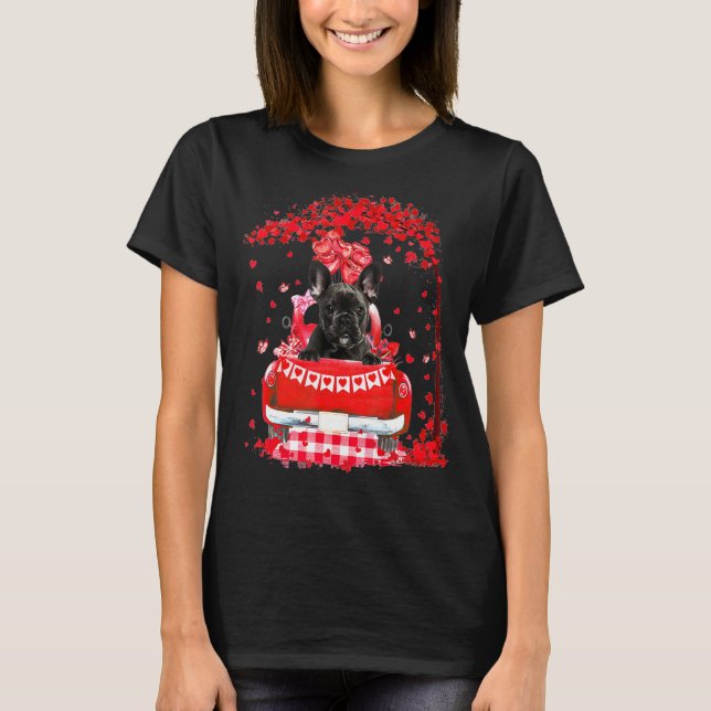 Camiseta Cute Red Truck French Bulldog Valentines Day Costu (Frente)