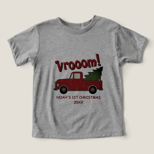 Camiseta Cute red truck with Christmas tree custom (Design frontal)