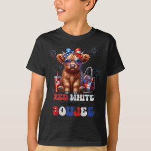 Camiseta Cute Red White E Boujee Cow 4 De Julho Patrioti