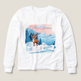 Camiseta Cute reindeer in a snowy landscape 