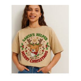 Camiseta Cute Reindeer Santa's Helper Christmas