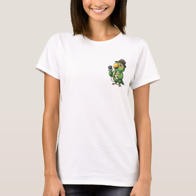 Camiseta Cute Reporter Parrot Journalist Cartoon (Frente)