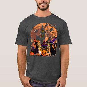 Camiseta Cute Retro Black Cat Witch Fall Halloween Cat Love