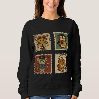 Camiseta Cute Retro Christmas Stamp Collage Women’s