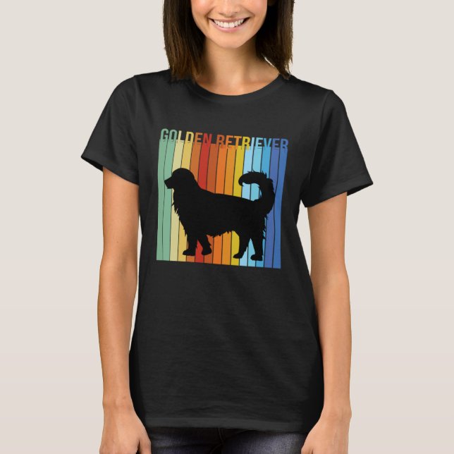Camiseta Cute Retro Golden Retriever Rainbow (Frente)