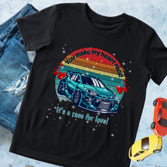Camiseta Cute Retro Sun Kids Valentines Car (Criador carregado)