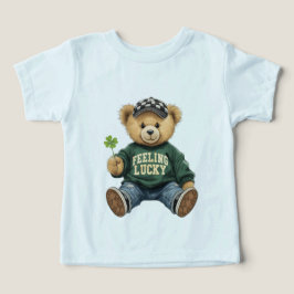 Camiseta Cute Retro Teddy Bear Feeling Lucky St. Patrick's 