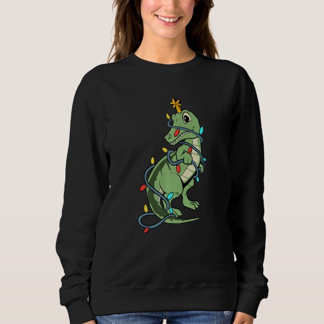 Camiseta Cute Rex dinosaur as a Christmas tree (Frente)
