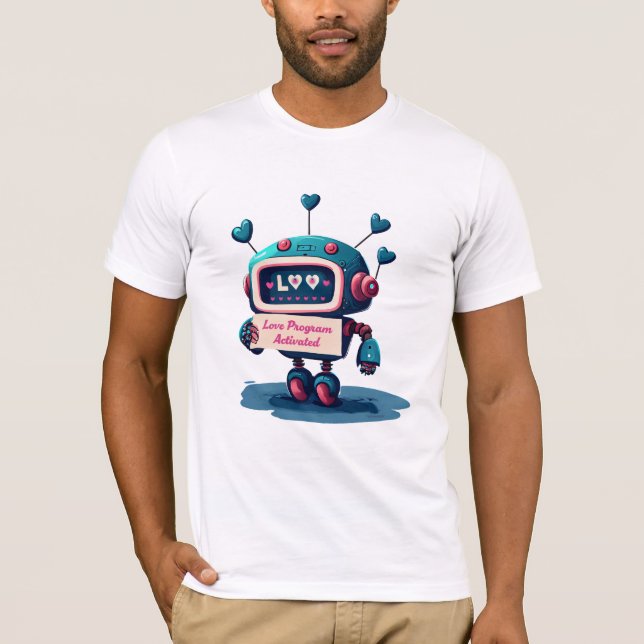 Camiseta Cute Robot with Love Valentines Message,  (Frente)