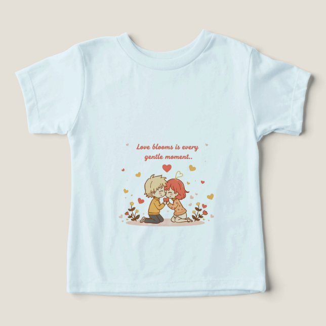 Camiseta Cute Romantic Anime Couple - Love Moment (Design frontal)