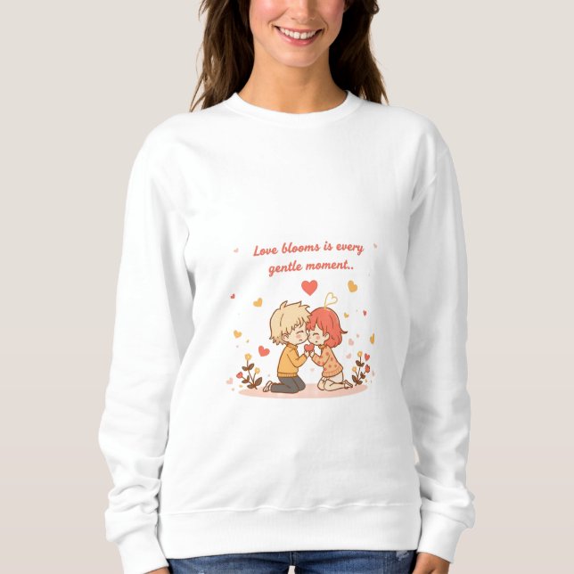Camiseta Cute Romantic Anime Couple - Love Moment (Frente)