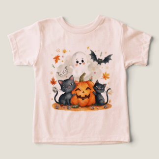 Camiseta Cute Rosa Fantasma de Outono no Halloween