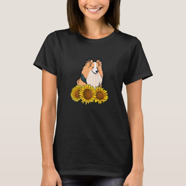 Camiseta Cute Rough Collie Dog Sunflower Graphic for Women  (Frente)