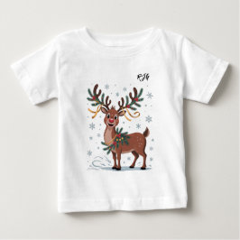 Camiseta Cute Rudolph with Gold Accents Initials