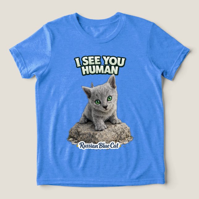 Camiseta Cute Russian Blue Kitten – Funny Quote (Design frontal)