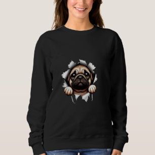 Camiseta Cute Sad Pug Hoodie – Moda de Rua Estética Emocion