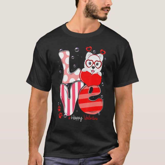 Camiseta Cute Samoyed Dog Love Valentine Puppy (Frente)