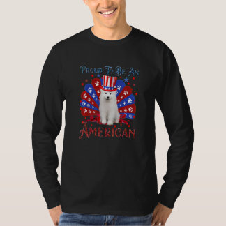 Camiseta Cute Samoyed Flag Feliz 4 De Julho