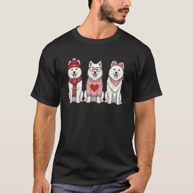 Camiseta Cute Samoyed Valentine Dog (Frente)