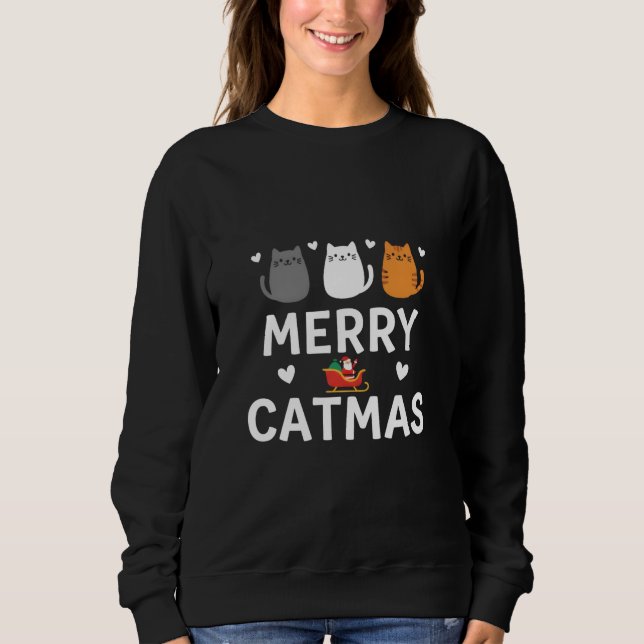 Camiseta Cute Santa Cats Merry Catmas Festive Kitty Christm (Frente)