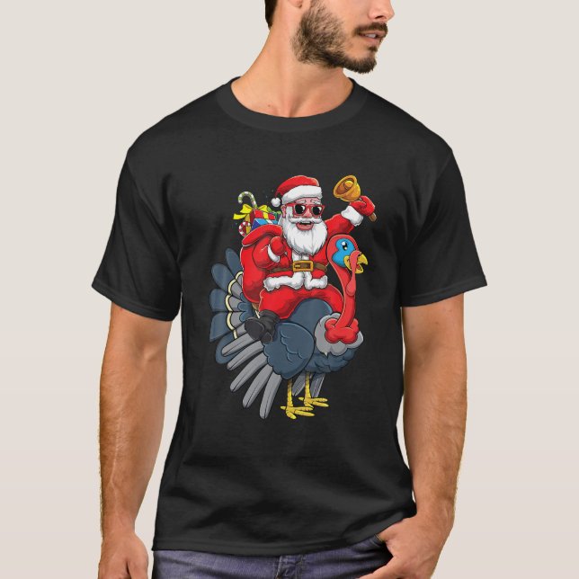 Camiseta Cute Santa Claus Andando Na Turquia Garotos De Açã (Frente)