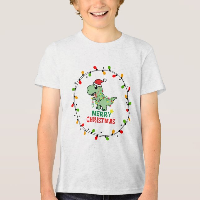 Camiseta Cute Santa Dino Merry Christmas (Frente)
