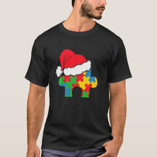 Camiseta Cute Santa Hat Autism Christmas Puzzle Autistic Xm