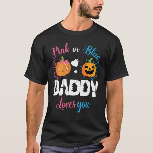 Camiseta Cute Scary Pumpkin Boy Girl Mom Pink Or Blue Daddy (Frente)