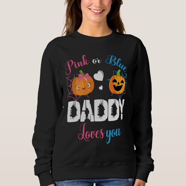 Camiseta Cute Scary Pumpkin Boy Girl Mom Pink Or Blue Daddy (Frente)