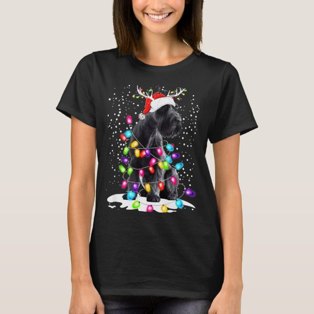 Camiseta Cute Schnauzer With Christmas Lights  (Frente)