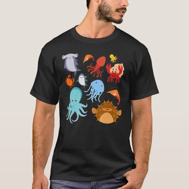 Camiseta Cute Sea Animals Ocean Creatures Clownfish (Frente)