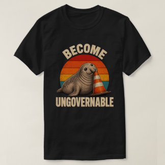 Camiseta Cute Seal Traffic Cone Pôr do Sol Tornar-se Ingove