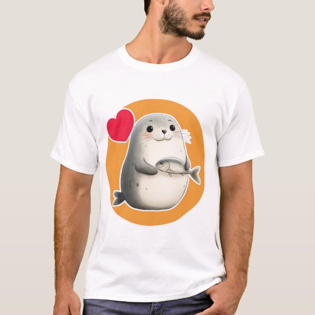 Camiseta Cute Seal with Fish (Frente)