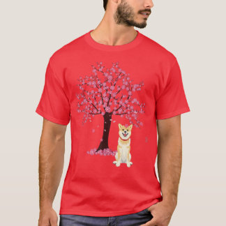 Camiseta Cute Shiba Inu Dog Japanese Cherry Blossom Sakura