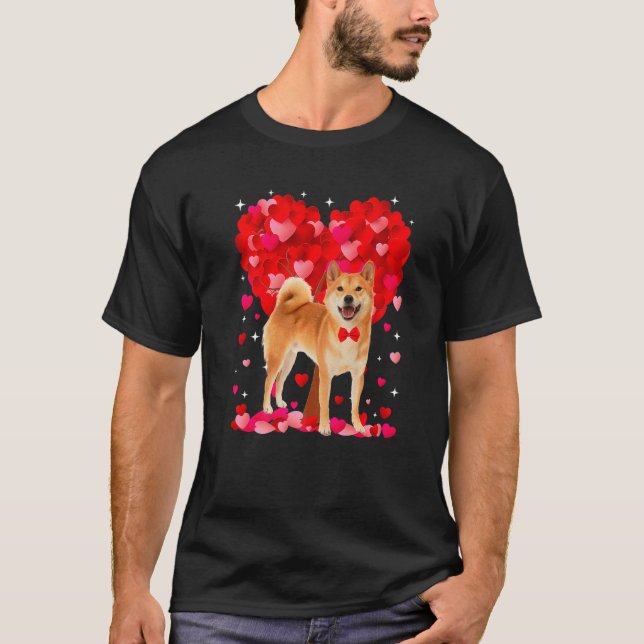 Camiseta Cute Shiba Inu Dog Valentines Day Heart Puppy Love (Frente)