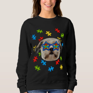 Camiseta Cute Shih Tzu Autism Quebra-cabeça Óculos de sol C