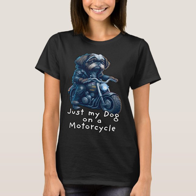Camiseta Cute Shih Tzu ride on a motorcycle  Christmas (Frente)