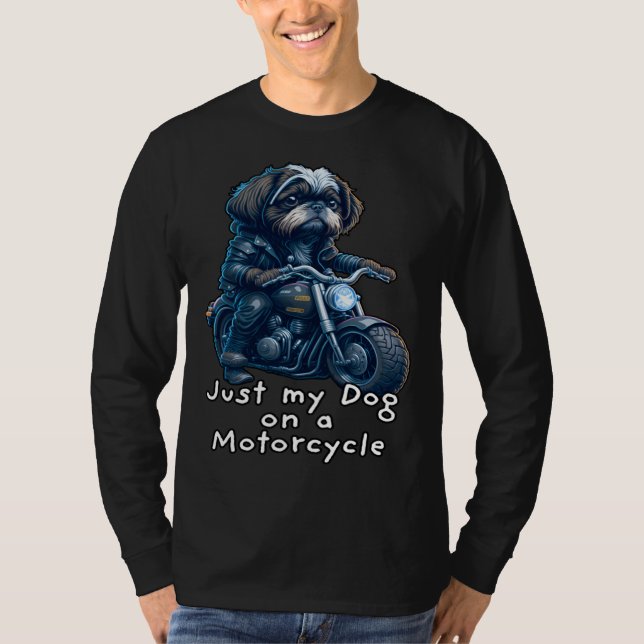 Camiseta Cute Shih Tzu ride on a motorcycle  Christmas (Frente)