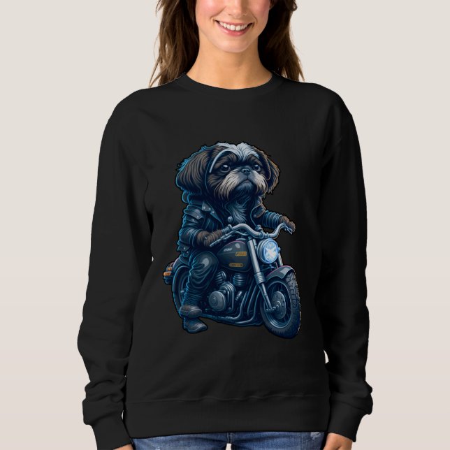 Camiseta Cute Shih Tzu ride on a motorcycle  Christmas (Frente)