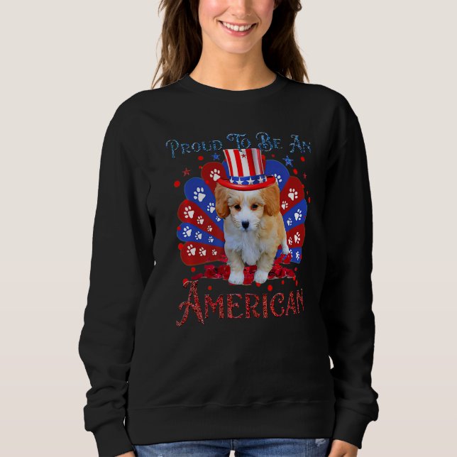 Camiseta Cute Shipoo American Flag Feliz 4 De Julho (Frente)