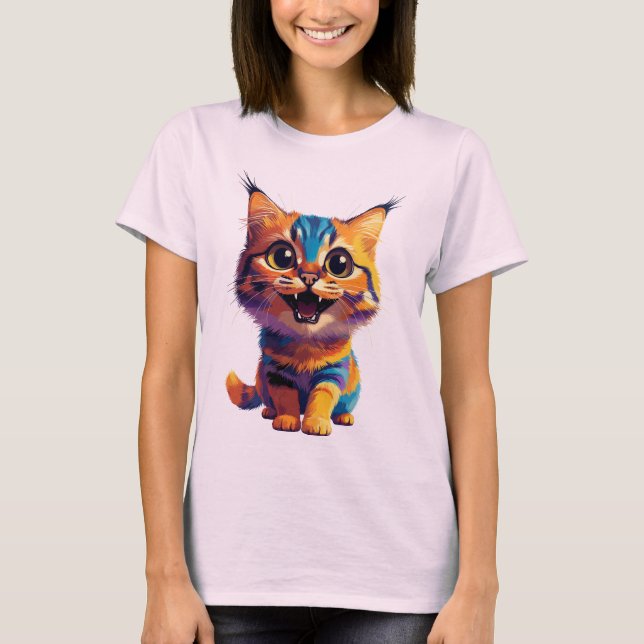 Camiseta Cute simple design color cat lover  (Frente)