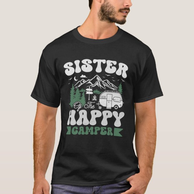 Camiseta Cute Sister Of The Happy Camper Camping Trip (Frente)