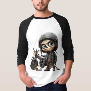Camiseta Cute Skull Biker Passeio ao Luar pelo Deserto