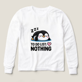 Camiseta cute sleeping penguin, to do list nothing