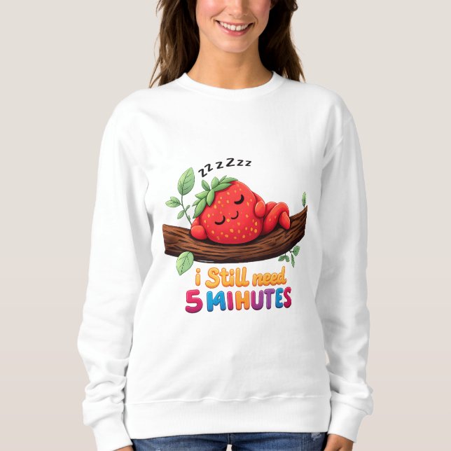 Camiseta Cute Sleeping Strawberry – Women’s Crewneck Sweats (Frente)