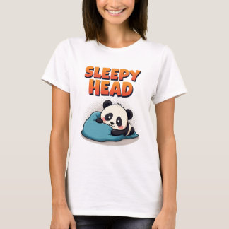 Camiseta Cute Sleepy Panda "Cabeça Sonolenta" Camisa-T femi