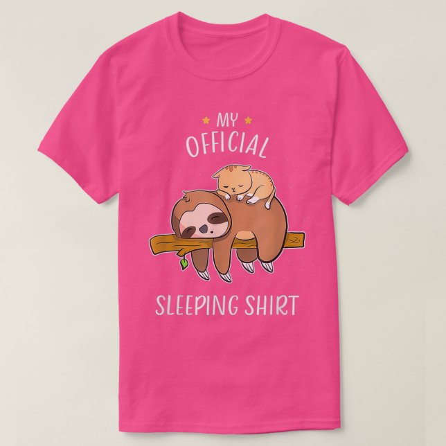 Camiseta Cute Sloth Baby Cat Sleeping Pajamas Funny (Frente do Design)