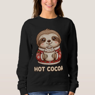 Camiseta Cute Sloth Drinking Hot Cocoa Christmas Sweater