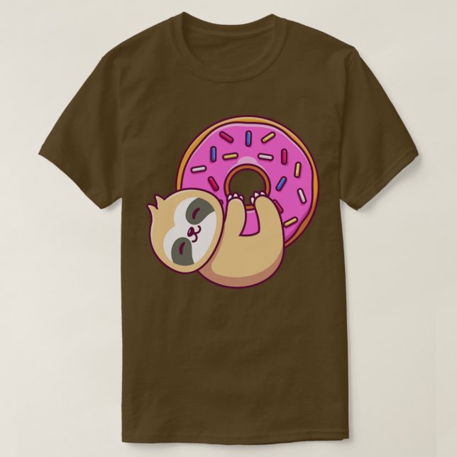 Camiseta Cute Sloth Hug Big Doughnut (Frente do Design)