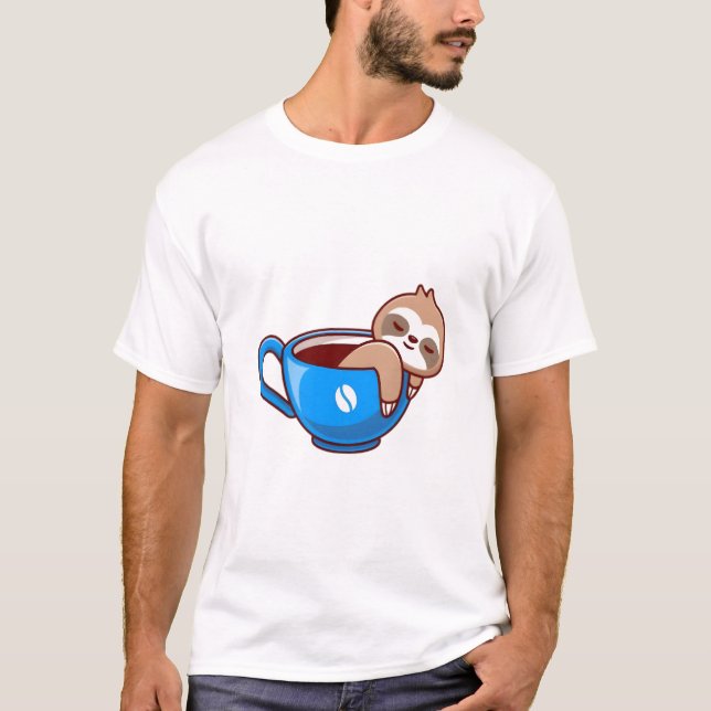 Camiseta Cute Sloth in Coffee Cup – Funny Sloth Cartoon Des (Frente)